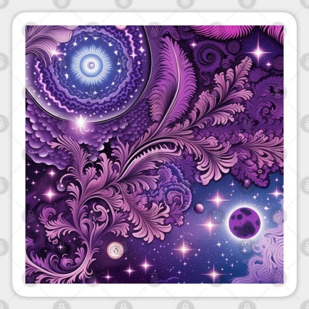 Other Worldly Designs- nebulas, stars, galaxies, planets with feathers Sticker by BirdsnStuff