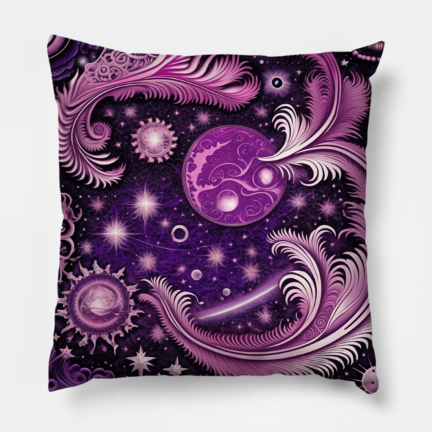 Other Worldly Designs- nebulas, stars, galaxies, planets with feathers Pillow by BirdsnStuff