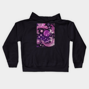 Other Worldly Designs- nebulas, stars, galaxies, planets with feathers Kids Hoodie