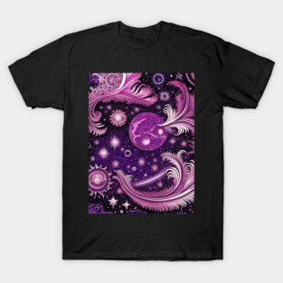 Other Worldly Designs- nebulas, stars, galaxies, planets with feathers T-Shirt