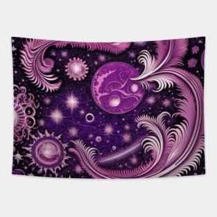 Other Worldly Designs- nebulas, stars, galaxies, planets with feathers Tapestry