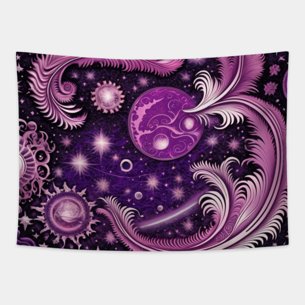 Other Worldly Designs- nebulas, stars, galaxies, planets with feathers Tapestry by BirdsnStuff