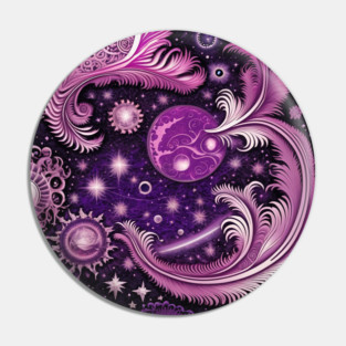 Other Worldly Designs- nebulas, stars, galaxies, planets with feathers Pin
