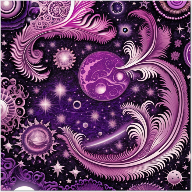 Other Worldly Designs- nebulas, stars, galaxies, planets with feathers Wall Art by BirdsnStuff
