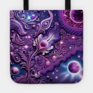 Other Worldly Designs- nebulas, stars, galaxies, planets with feathers Tote