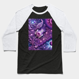 Other Worldly Designs- nebulas, stars, galaxies, planets with feathers Baseball T-Shirt