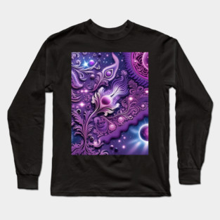 Other Worldly Designs- nebulas, stars, galaxies, planets with feathers Long Sleeve T-Shirt