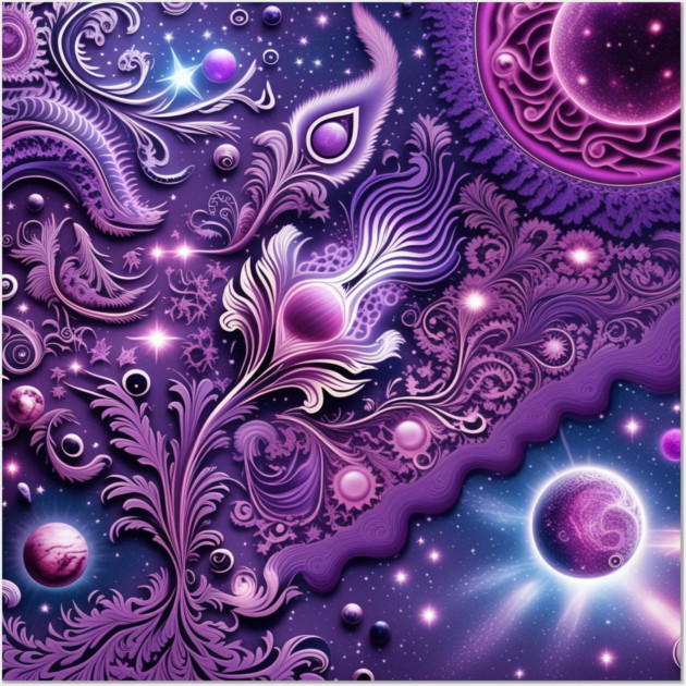Other Worldly Designs- nebulas, stars, galaxies, planets with feathers Wall Art by BirdsnStuff