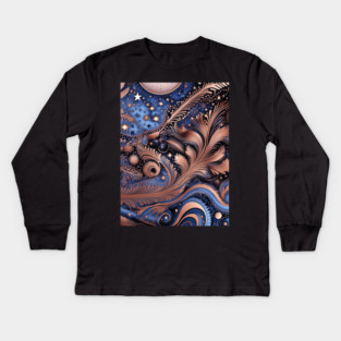Other Worldly Designs- nebulas, stars, galaxies, planets with feathers Kids Long Sleeve T-Shirt