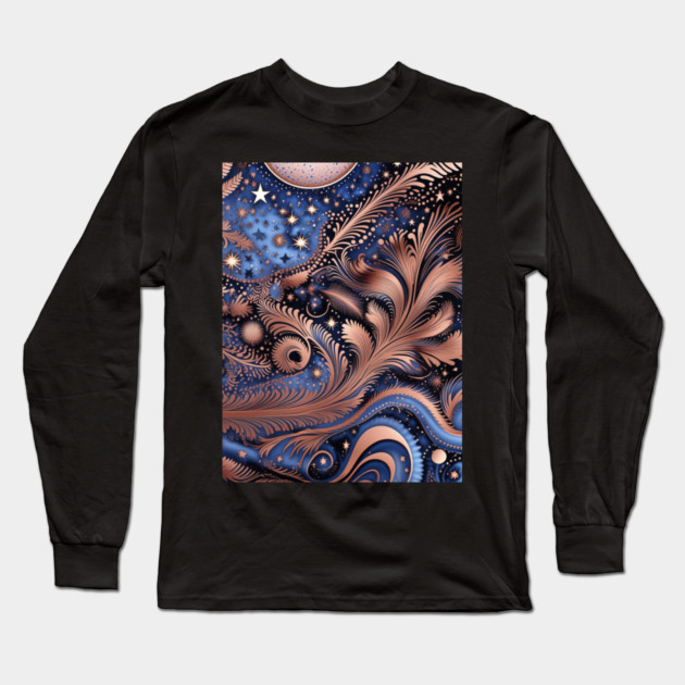 Other Worldly Designs- nebulas, stars, galaxies, planets with feathers Long Sleeve T-Shirt by BirdsnStuff
