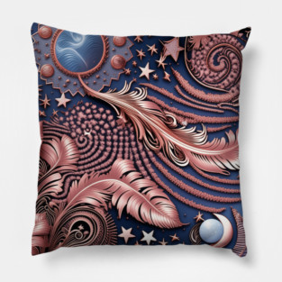 Other Worldly Designs- nebulas, stars, galaxies, planets with feathers Pillow