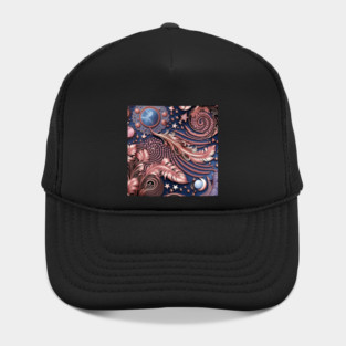Other Worldly Designs- nebulas, stars, galaxies, planets with feathers Hat