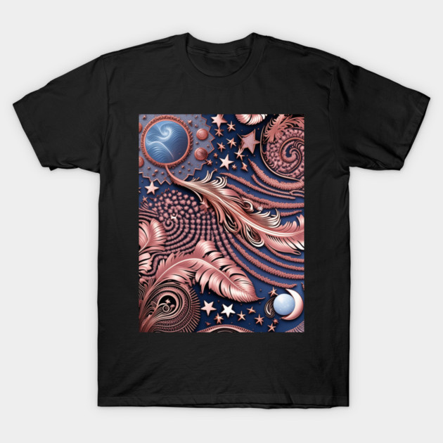 Other Worldly Designs- nebulas, stars, galaxies, planets with feathers T-Shirt by BirdsnStuff
