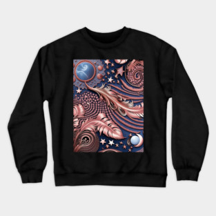 Other Worldly Designs- nebulas, stars, galaxies, planets with feathers Crewneck Sweatshirt