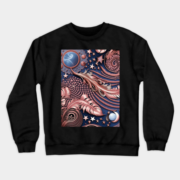 Other Worldly Designs- nebulas, stars, galaxies, planets with feathers Crewneck Sweatshirt by BirdsnStuff