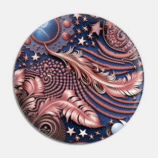 Other Worldly Designs- nebulas, stars, galaxies, planets with feathers Pin