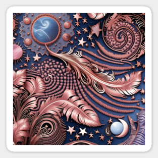 Other Worldly Designs- nebulas, stars, galaxies, planets with feathers Magnet