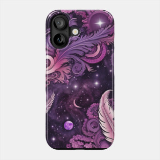 Other Worldly Designs- nebulas, stars, galaxies, planets with feathers Phone Case