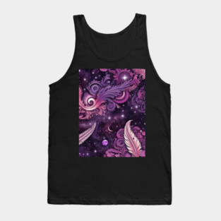 Other Worldly Designs- nebulas, stars, galaxies, planets with feathers Tank Top