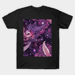 Other Worldly Designs- nebulas, stars, galaxies, planets with feathers T-Shirt