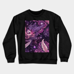 Other Worldly Designs- nebulas, stars, galaxies, planets with feathers Crewneck Sweatshirt