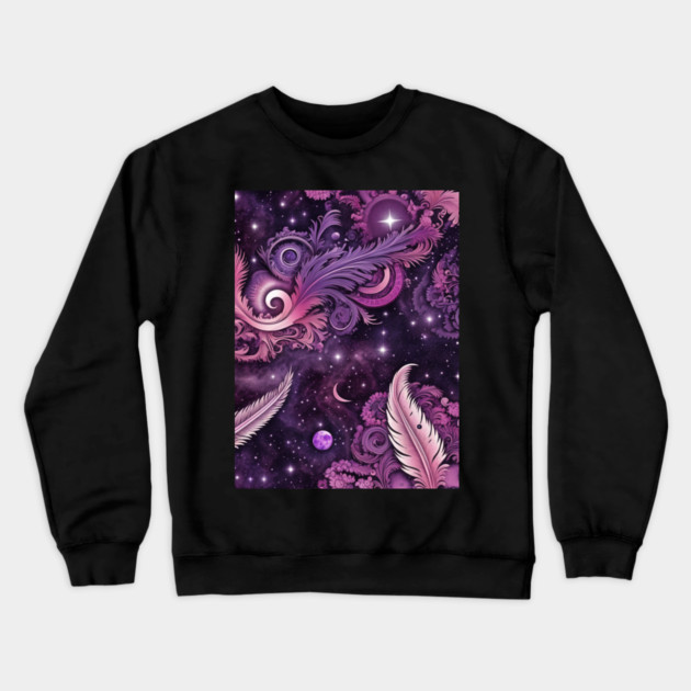 Other Worldly Designs- nebulas, stars, galaxies, planets with feathers Crewneck Sweatshirt by BirdsnStuff