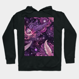 Other Worldly Designs- nebulas, stars, galaxies, planets with feathers Hoodie