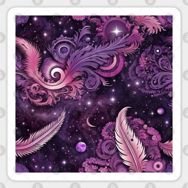 Other Worldly Designs- nebulas, stars, galaxies, planets with feathers Sticker by BirdsnStuff