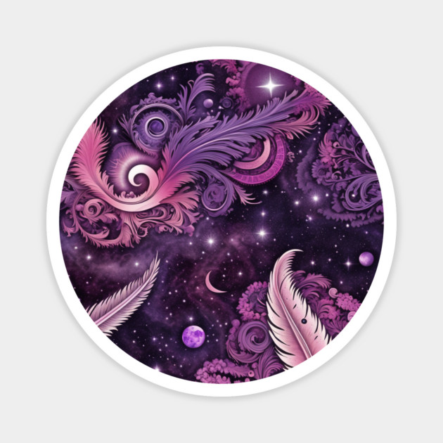 Other Worldly Designs- nebulas, stars, galaxies, planets with feathers Magnet by BirdsnStuff