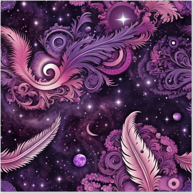 Other Worldly Designs- nebulas, stars, galaxies, planets with feathers Wall Art by BirdsnStuff