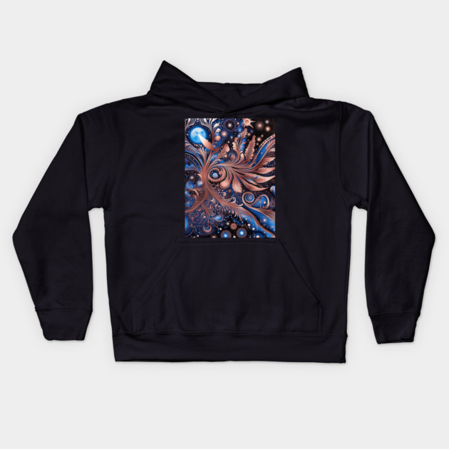 Other Worldly Designs- nebulas, stars, galaxies, planets with feathers Kids Hoodie by BirdsnStuff