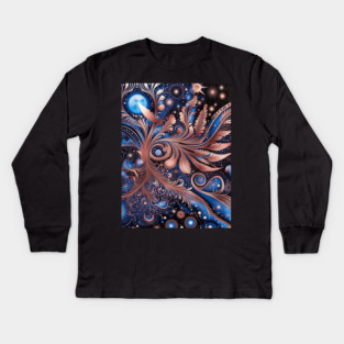 Other Worldly Designs- nebulas, stars, galaxies, planets with feathers Kids Long Sleeve T-Shirt