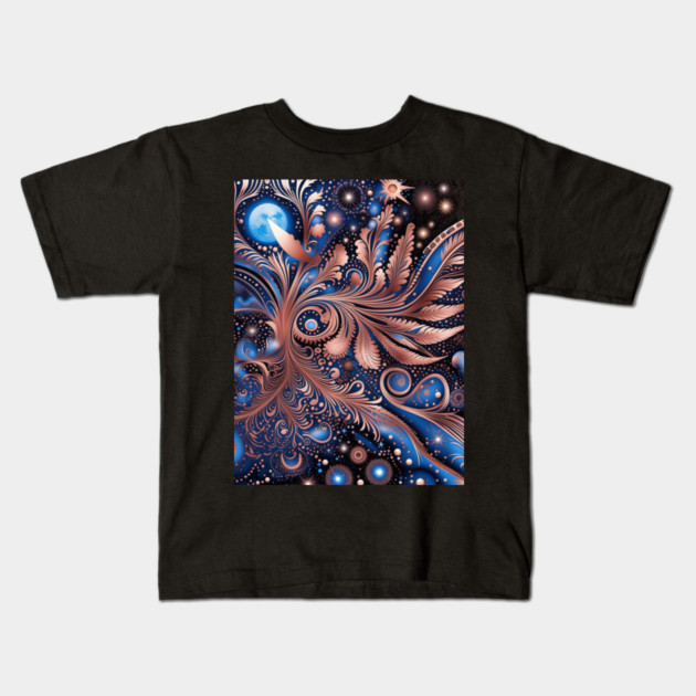 Other Worldly Designs- nebulas, stars, galaxies, planets with feathers Kids T-Shirt by BirdsnStuff