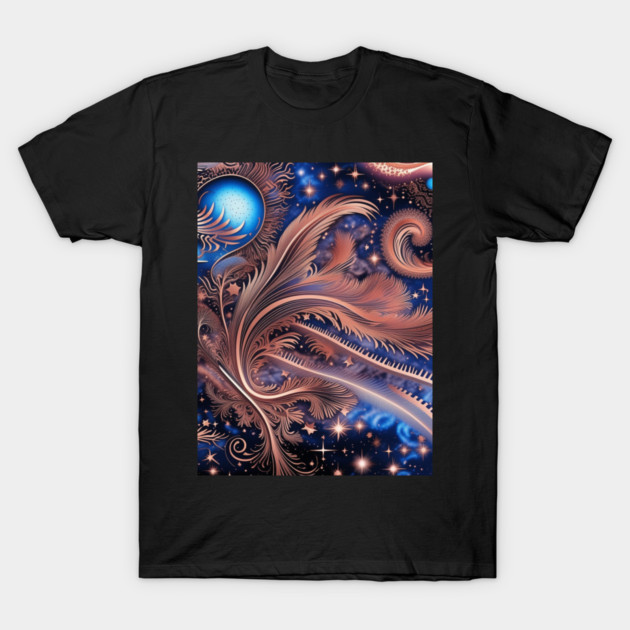 Other Worldly Designs- nebulas, stars, galaxies, planets with feathers T-Shirt by BirdsnStuff