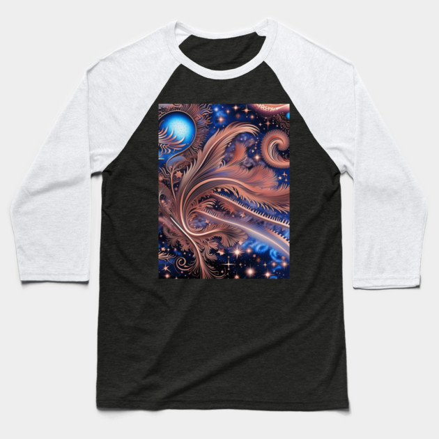 Other Worldly Designs- nebulas, stars, galaxies, planets with feathers Baseball T-Shirt by BirdsnStuff