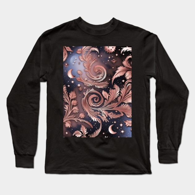 Other Worldly Designs- nebulas, stars, galaxies, planets with feathers Long Sleeve T-Shirt by BirdsnStuff