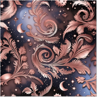 Other Worldly Designs- nebulas, stars, galaxies, planets with feathers Posters and Art