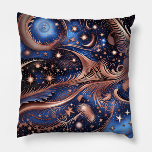 Other Worldly Designs- nebulas, stars, galaxies, planets with feathers Pillow