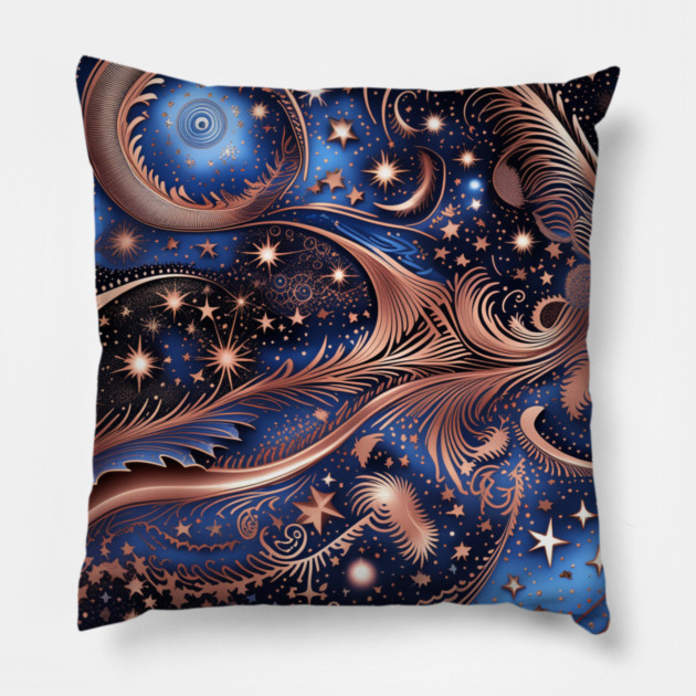 Other Worldly Designs- nebulas, stars, galaxies, planets with feathers Pillow by BirdsnStuff