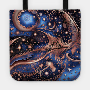 Other Worldly Designs- nebulas, stars, galaxies, planets with feathers Tote