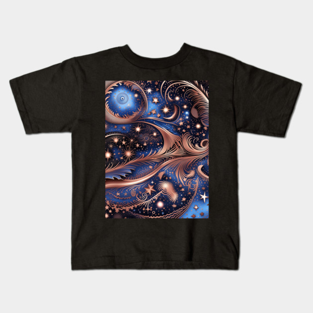 Other Worldly Designs- nebulas, stars, galaxies, planets with feathers Kids T-Shirt by BirdsnStuff