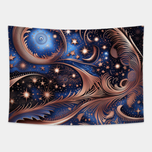 Other Worldly Designs- nebulas, stars, galaxies, planets with feathers Tapestry