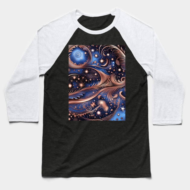Other Worldly Designs- nebulas, stars, galaxies, planets with feathers Baseball T-Shirt by BirdsnStuff