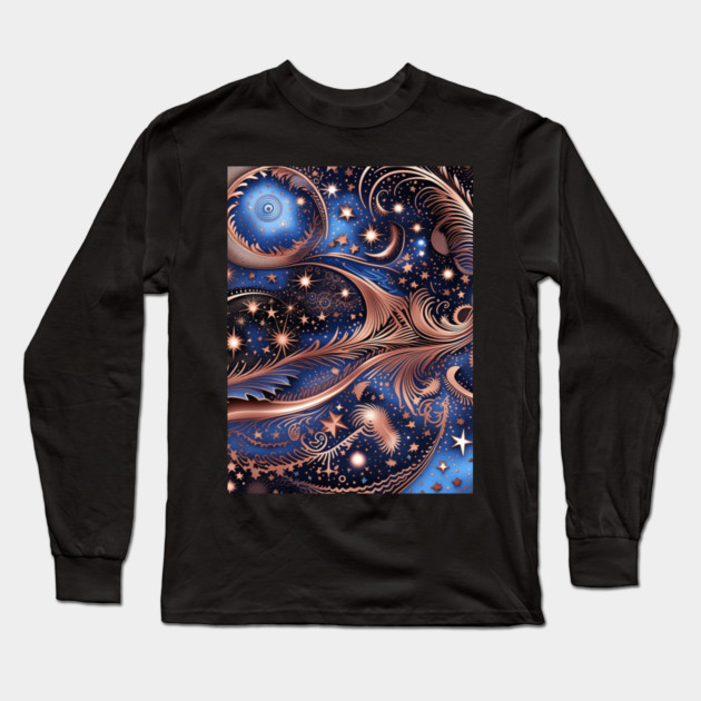 Other Worldly Designs- nebulas, stars, galaxies, planets with feathers Long Sleeve T-Shirt by BirdsnStuff