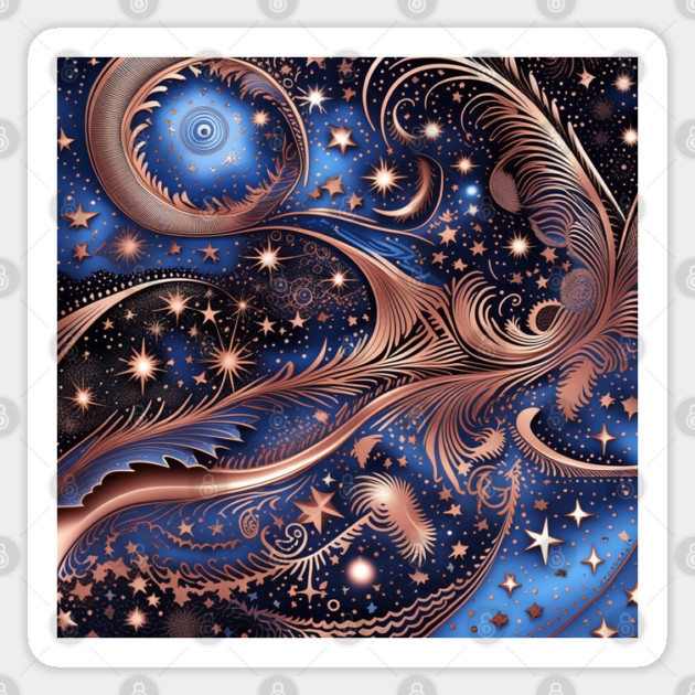 Other Worldly Designs- nebulas, stars, galaxies, planets with feathers Sticker by BirdsnStuff