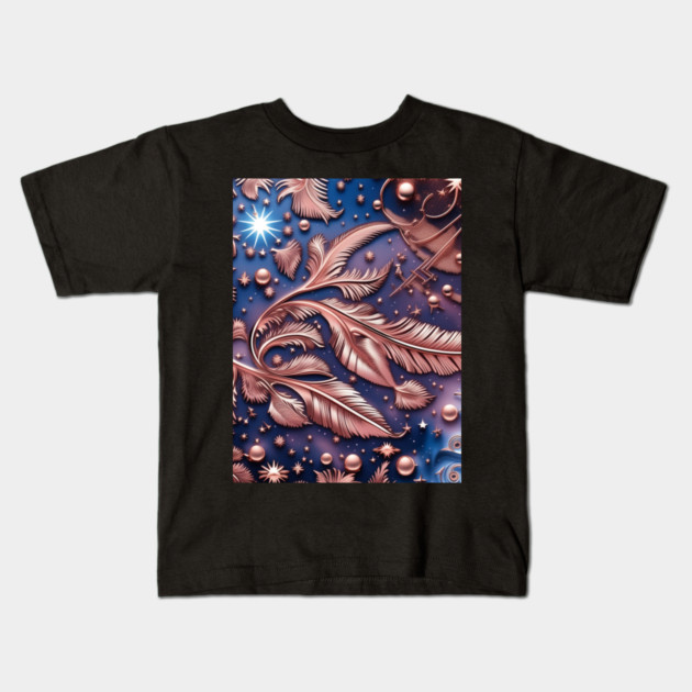 Other Worldly Designs- nebulas, stars, galaxies, planets with feathers Kids T-Shirt by BirdsnStuff