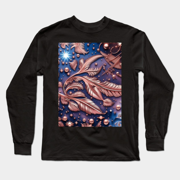 Other Worldly Designs- nebulas, stars, galaxies, planets with feathers Long Sleeve T-Shirt by BirdsnStuff