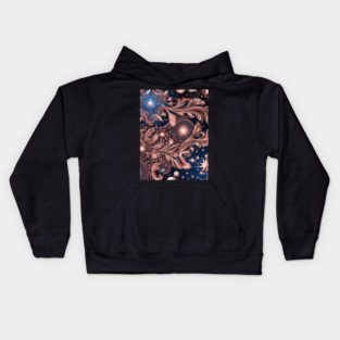 Other Worldly Designs- nebulas, stars, galaxies, planets with feathers Kids Hoodie
