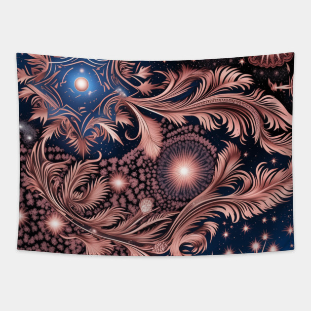 Other Worldly Designs- nebulas, stars, galaxies, planets with feathers Tapestry by BirdsnStuff