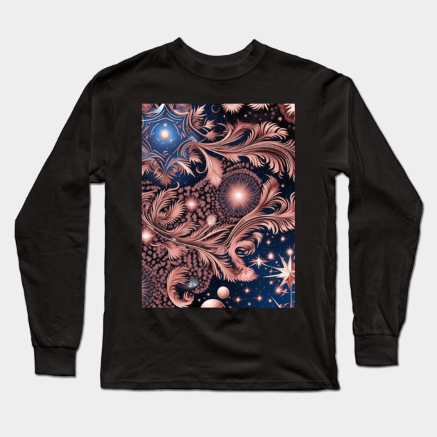 Other Worldly Designs- nebulas, stars, galaxies, planets with feathers Long Sleeve T-Shirt by BirdsnStuff
